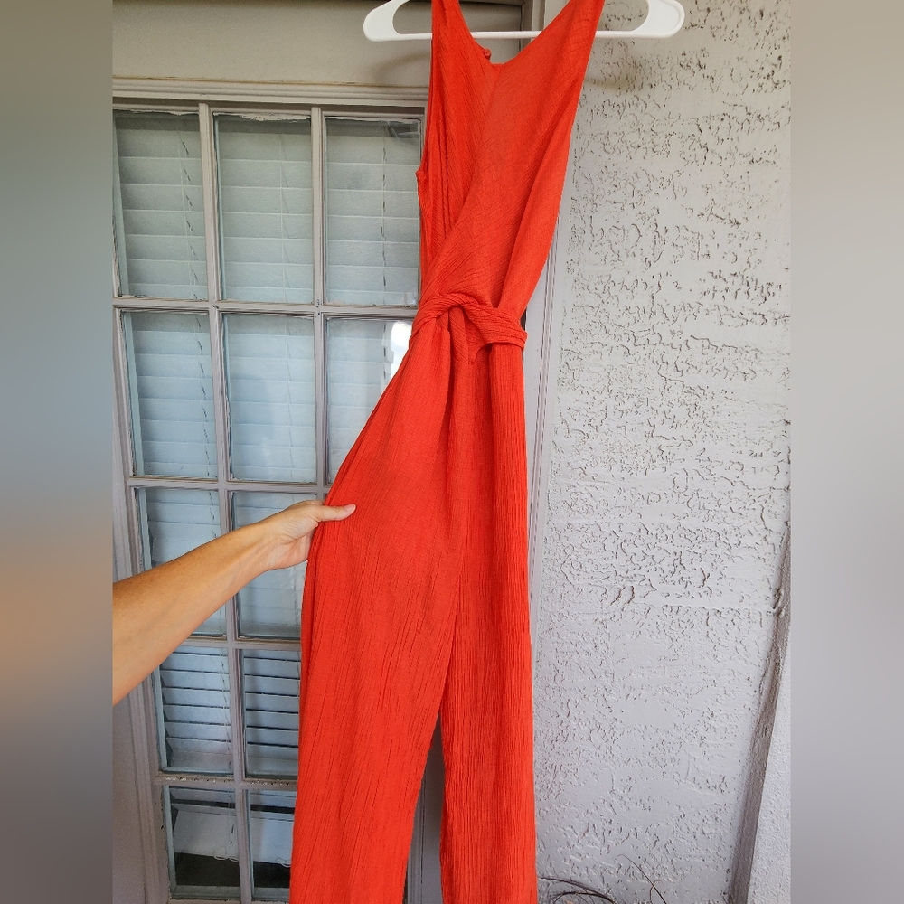 Lush Elegant Red Jumpsuit With Tie Back Sleeveless. EUC - Picture 5 of 10